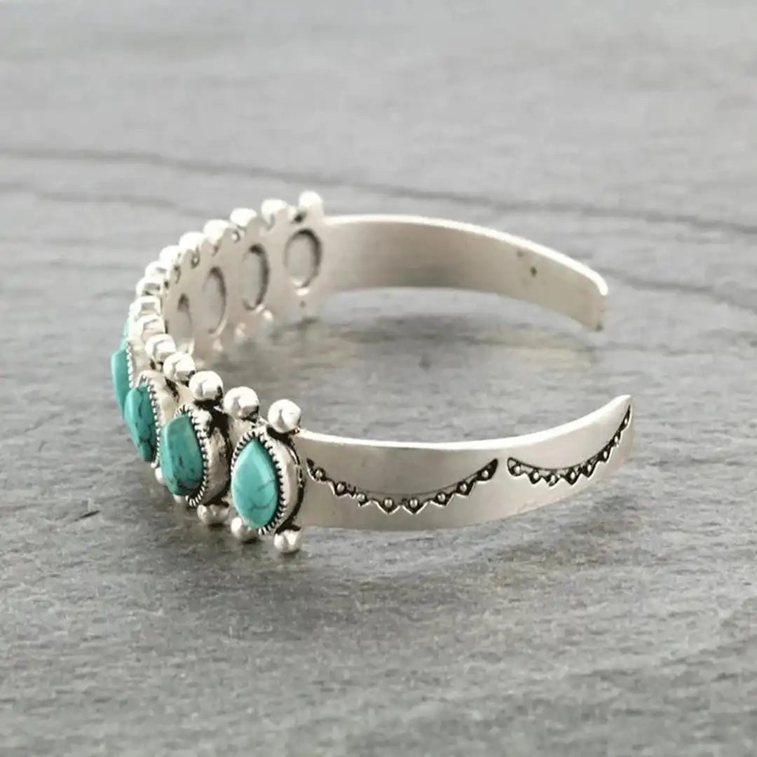 Antique Tibetan Silver Gemstone Bracelet