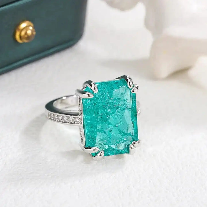 Stunning Blue-Green Moissanite Ring