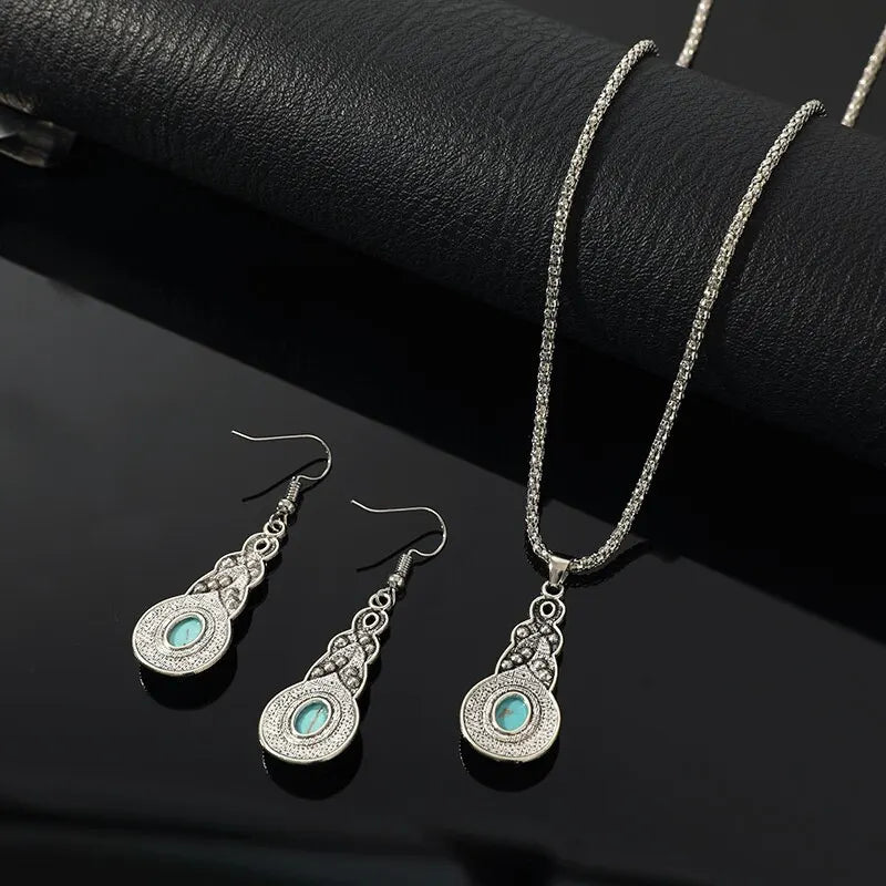 Retro Turquoise Stone Jewelry Collection