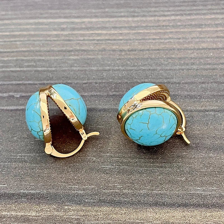 Chic Retro Turquoise Geometric Stud Earrings