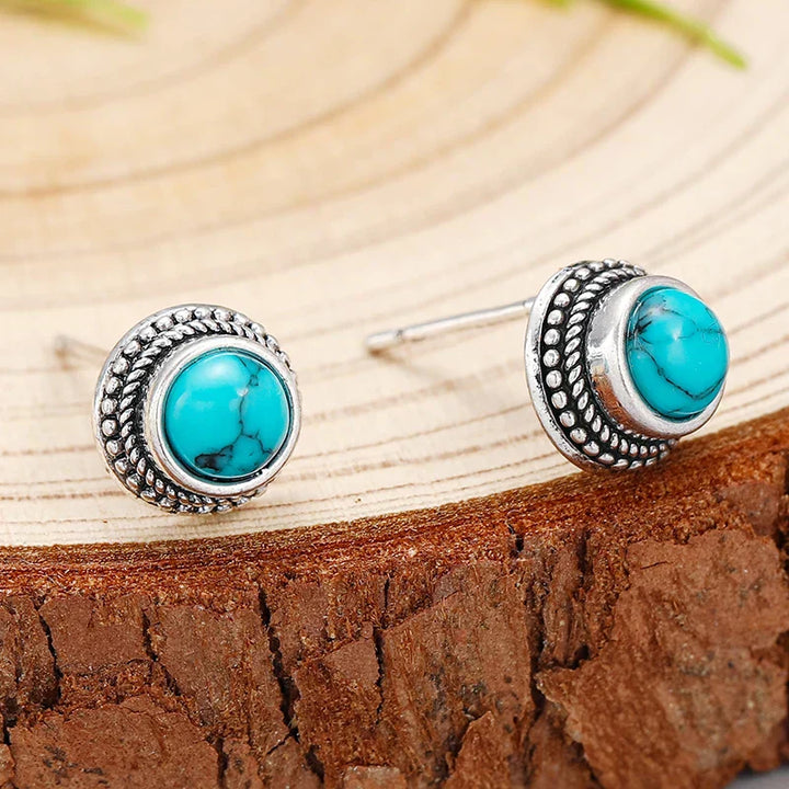 Retro Bohemian Faux Turquoise Stud Earrings