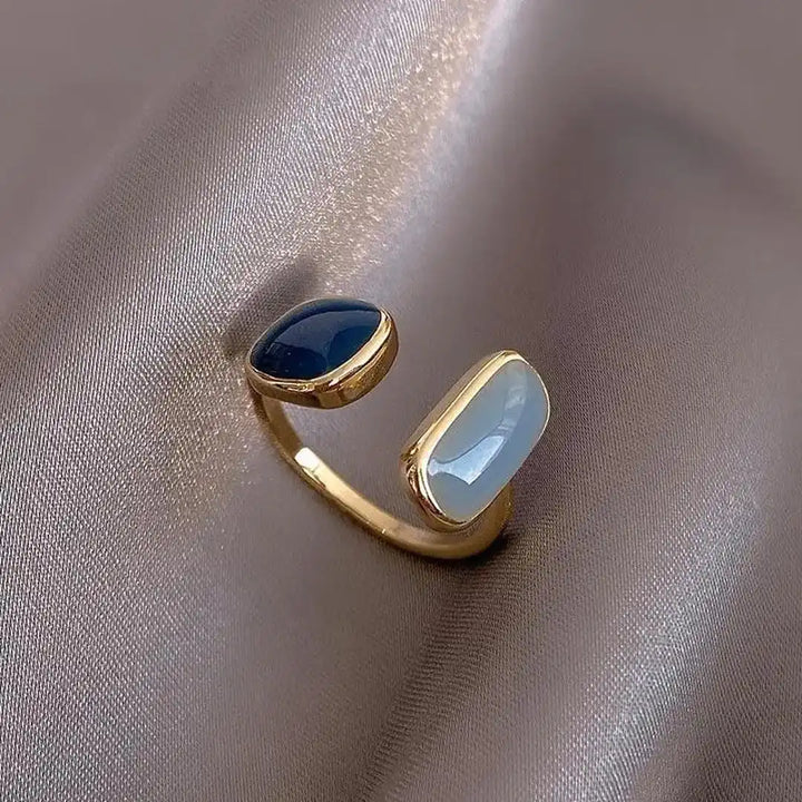 Bohemian Adjustable Ring with Blue Gemstone