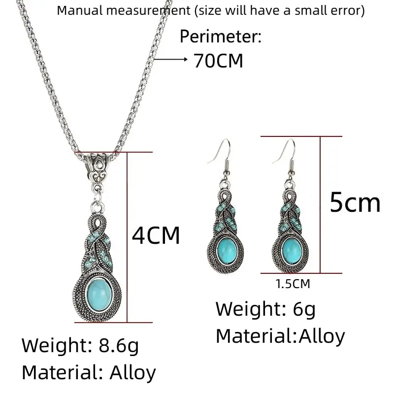 Retro Turquoise Stone Jewelry Collection