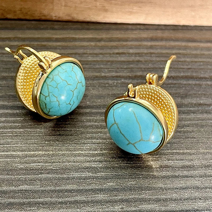 Chic Retro Turquoise Geometric Stud Earrings