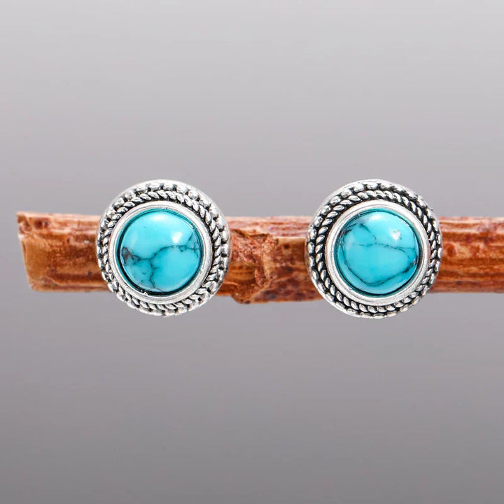 Retro Bohemian Faux Turquoise Stud Earrings