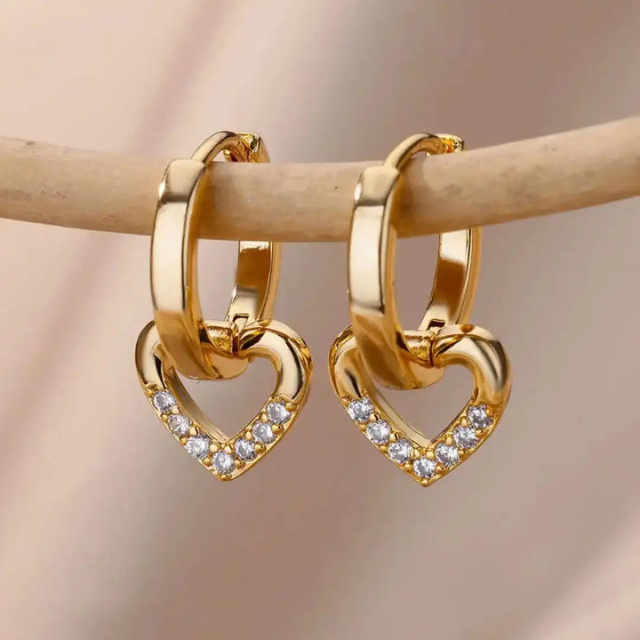 Heart-Shaped Zirconia Earrings