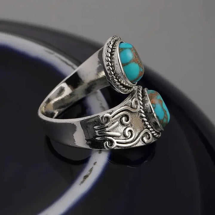 Charming Retro Turquoise Cross Band Ring