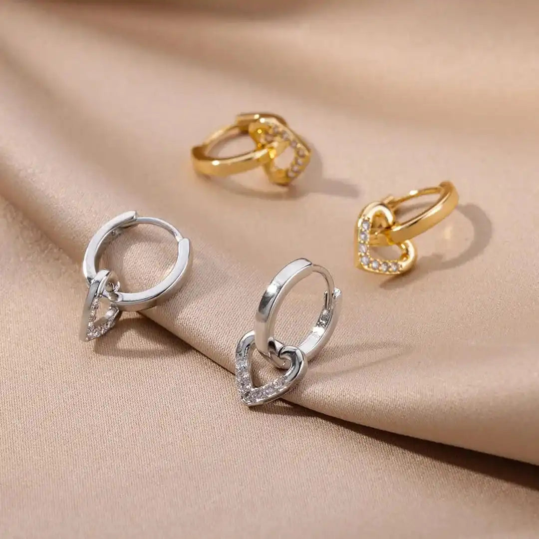 Heart-Shaped Zirconia Earrings
