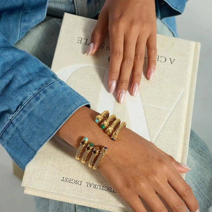 Retro Gold Adjustable Gemstone Bracelet