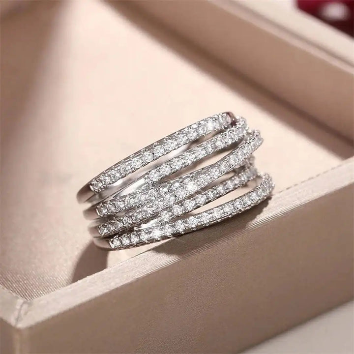 Multi-Layered Zirconia Cross Band Ring