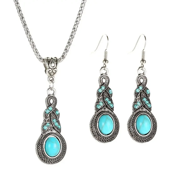 Retro Turquoise Stone Jewelry Collection