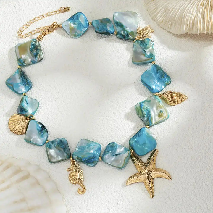 Bohemian Stone Starfish Pendant Necklace