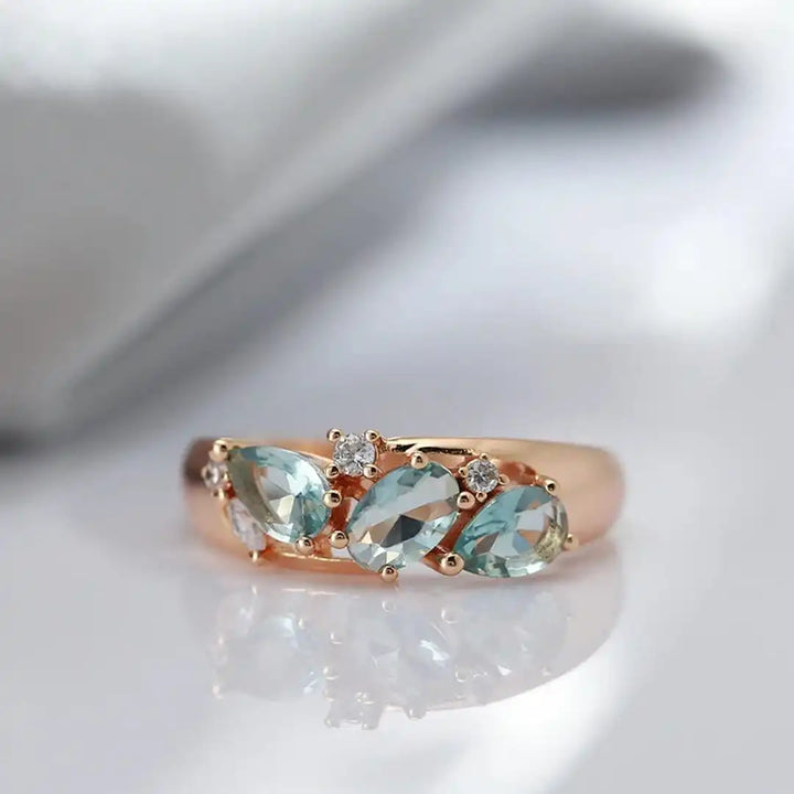 Antique Rose Gold Blue Zircon Band