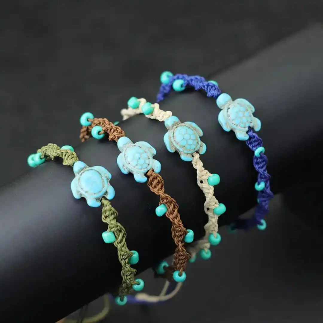Bohemian Turtle Beaded Cord Bracelet