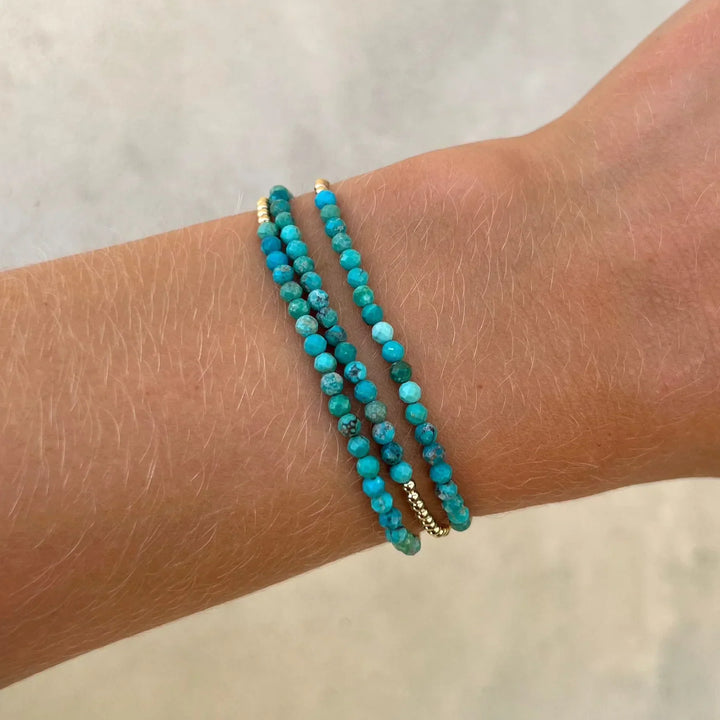 Stylish Turquoise and Gold Beaded Bracelet