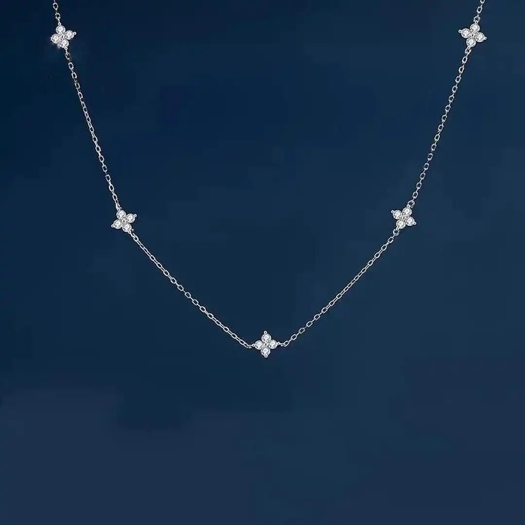 Stunning Zirconia Necklace with Floral Inlay