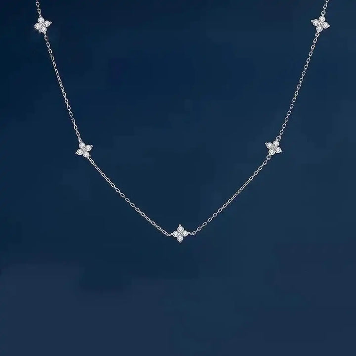 Stunning Zirconia Necklace with Floral Inlay