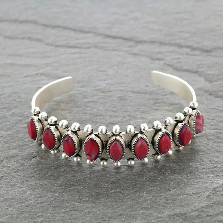 Antique Tibetan Silver Gemstone Bracelet