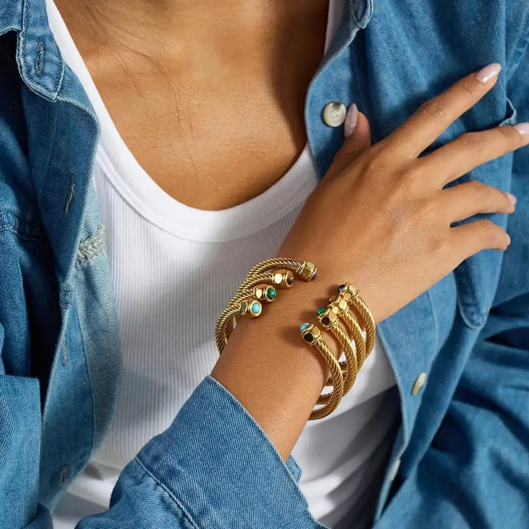 Retro Gold Adjustable Gemstone Bracelet