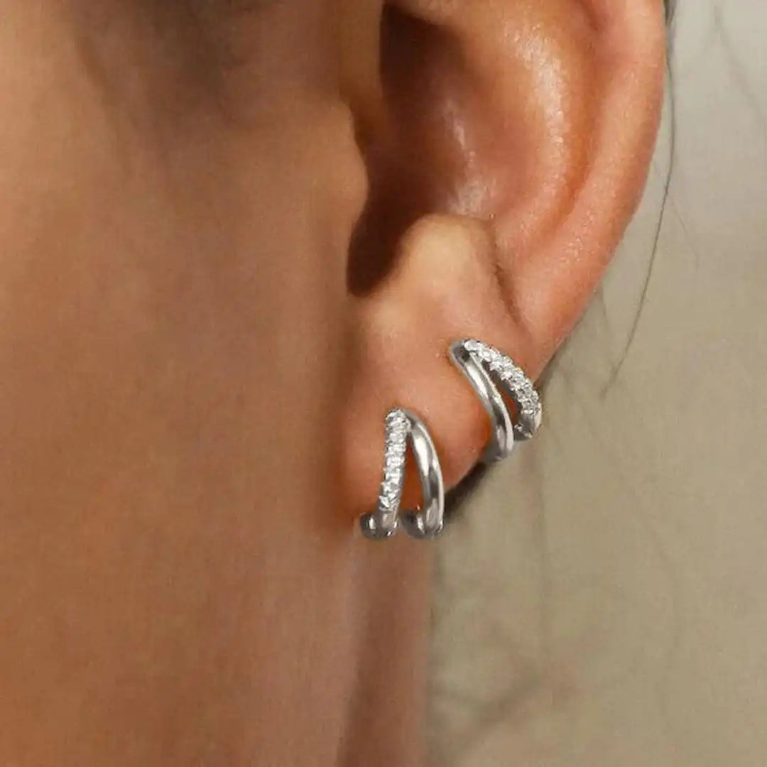 Classic Gold Zircon Hoop Earrings
