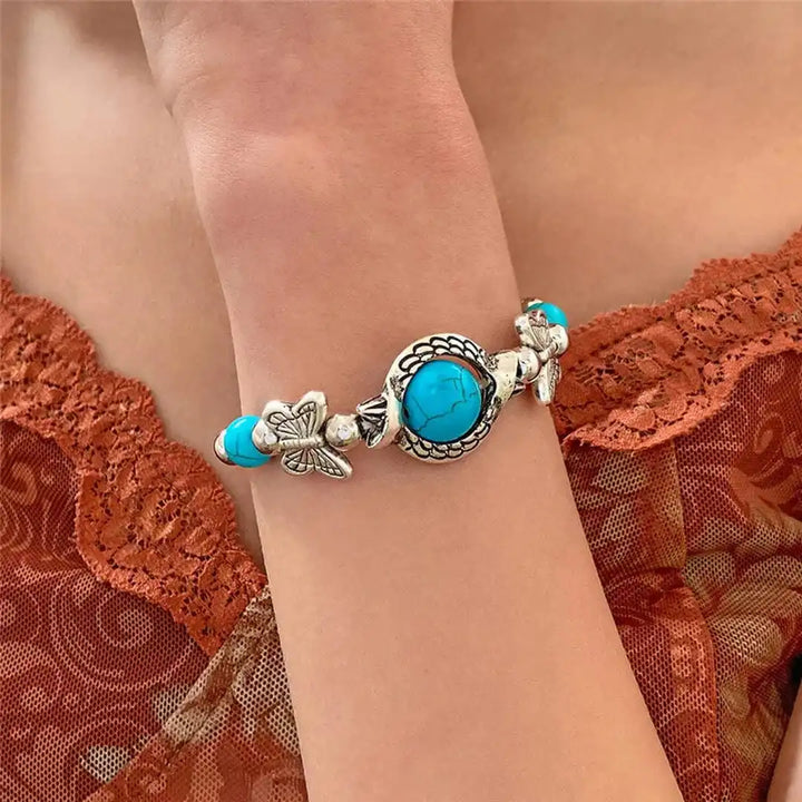 Aqua Vintage Silver Turquoise Bracelet