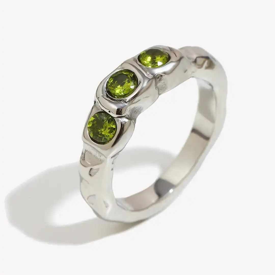 Antique Golden Gemstone Ring with Inlaid Design