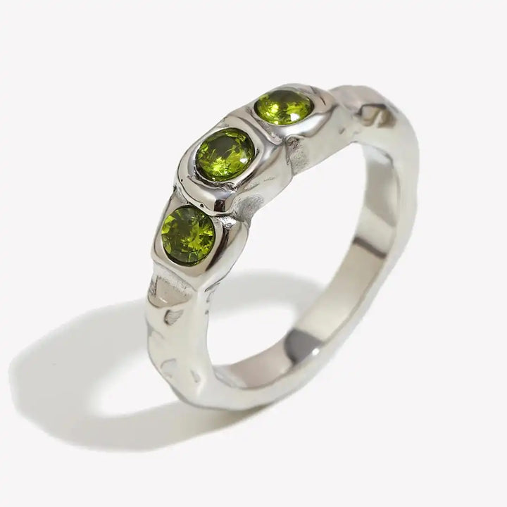 Antique Golden Gemstone Ring with Inlaid Design