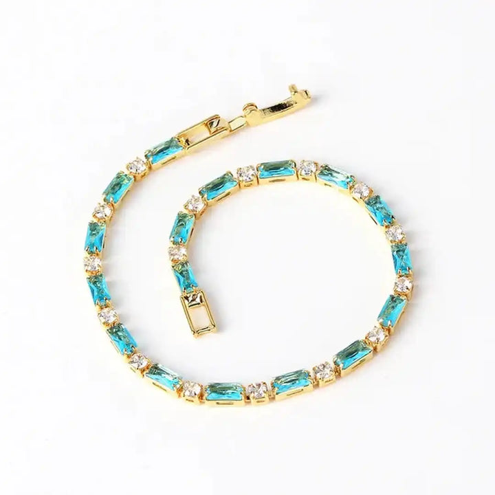 Turquoise Stone Bracelet with Gold Zircon Accents