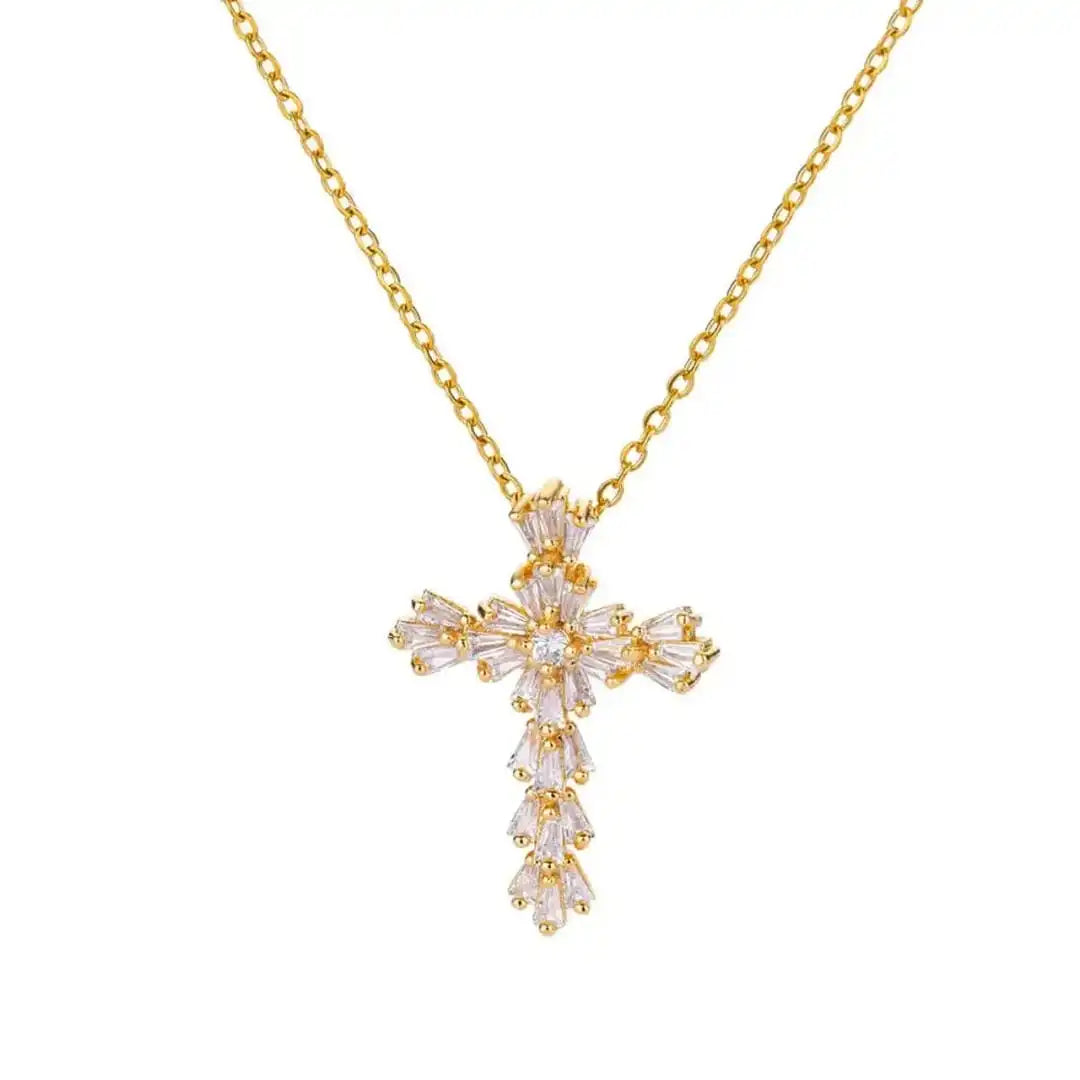 Eternal Silver Zirconia Cross Pendant Necklace