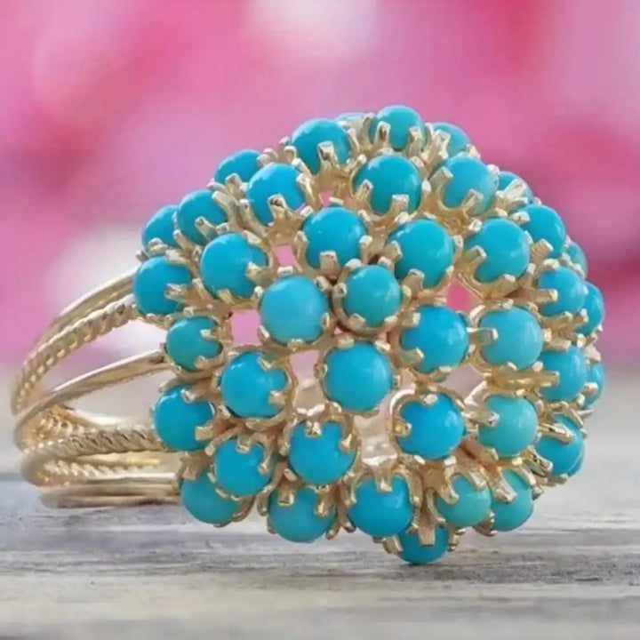 Bohemian Stacked Ring with Turquoise Stone Beads