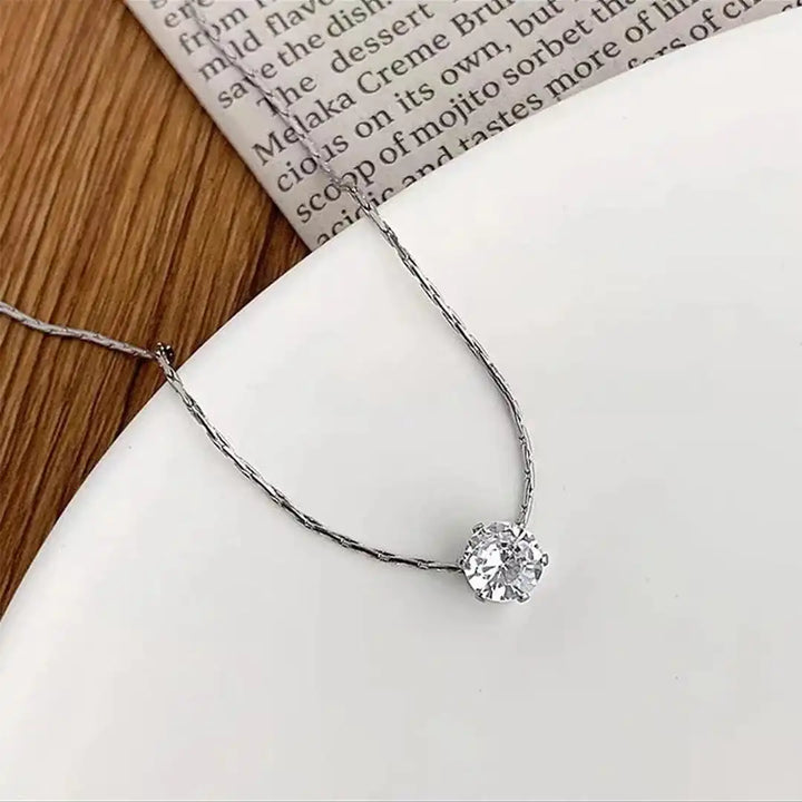 Delicate Solitaire Pendant Necklace