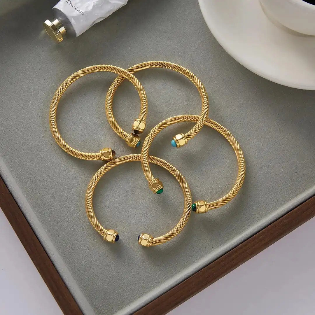Retro Gold Adjustable Gemstone Bracelet