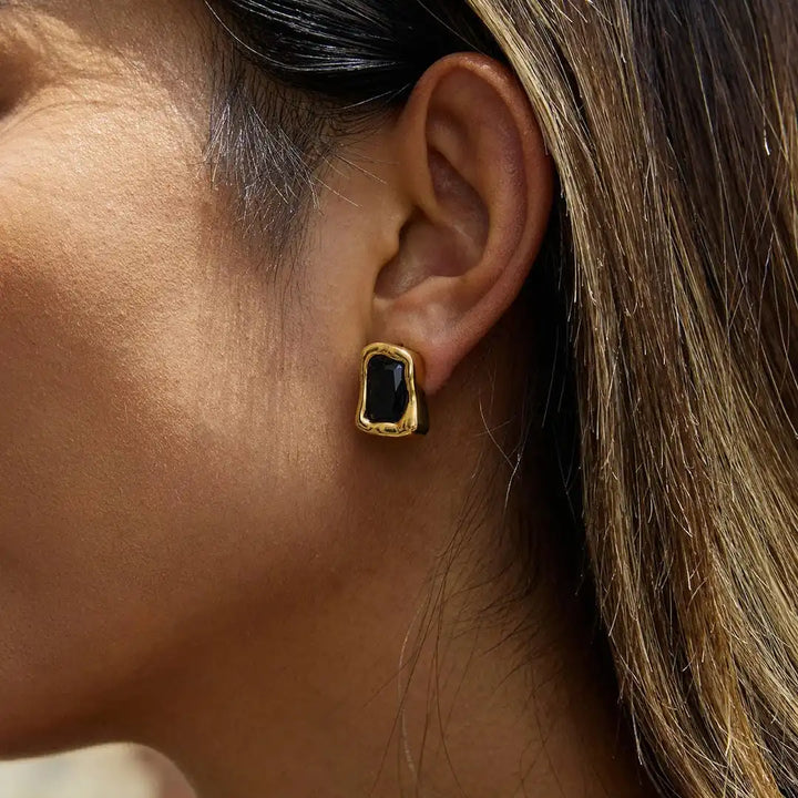 Classic Gold Square Zircon Earrings