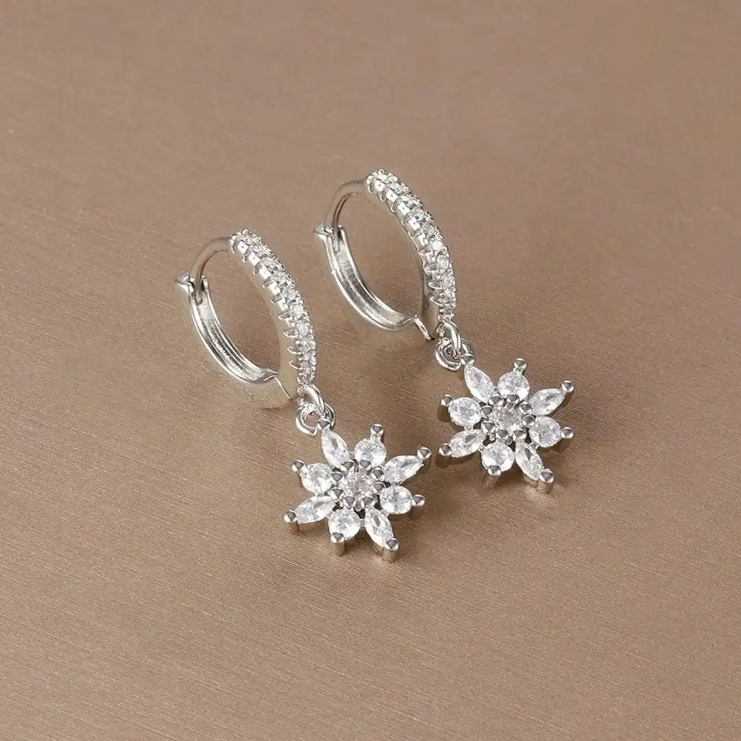 Timeless Crystal Snowflake Dangle Earrings