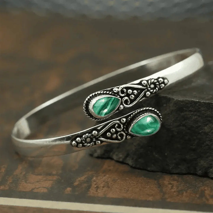 Retro Bracelet Featuring Vibrant Gemstones and Tribal Motifs