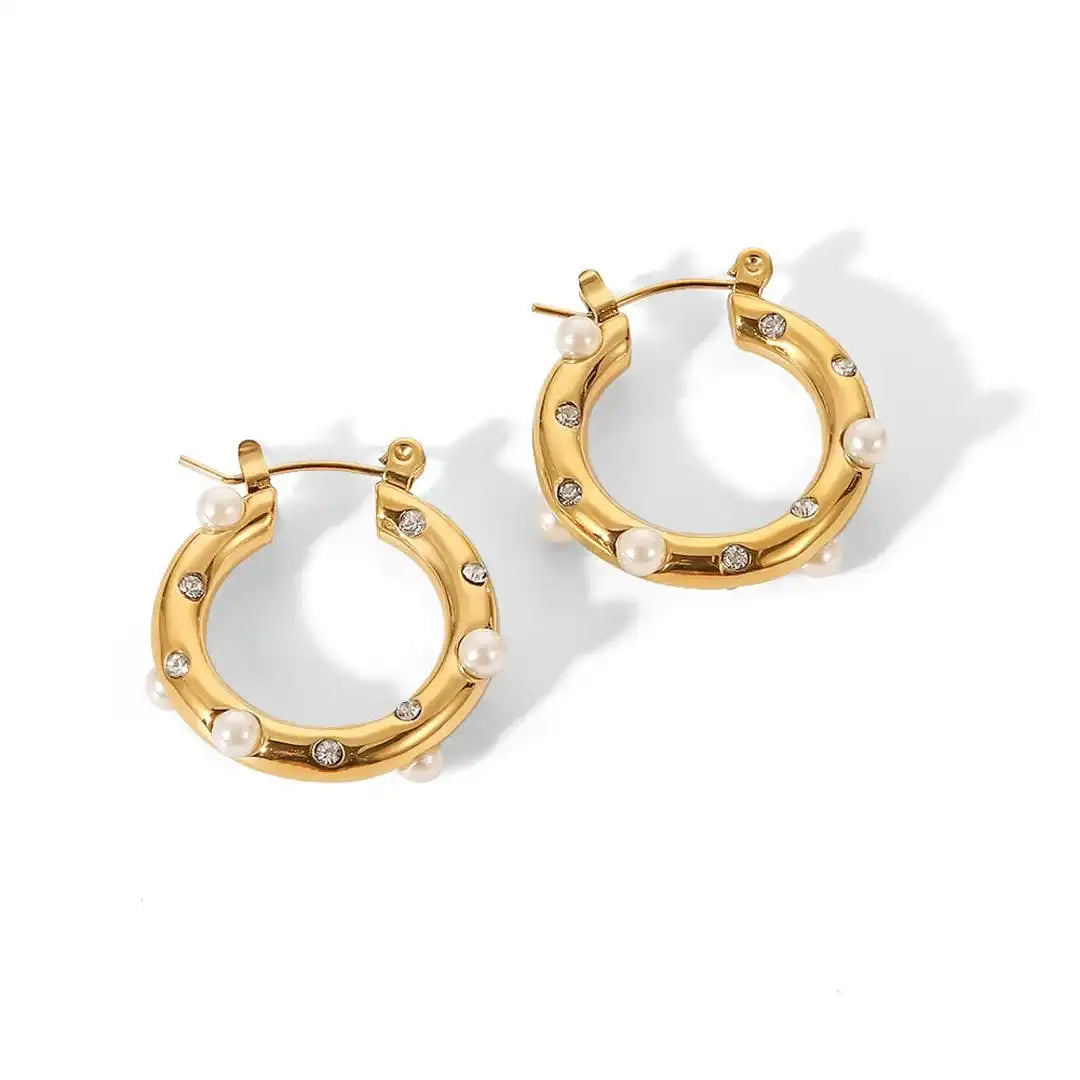 Glistening Gold Zircon Circle Hoop Earrings