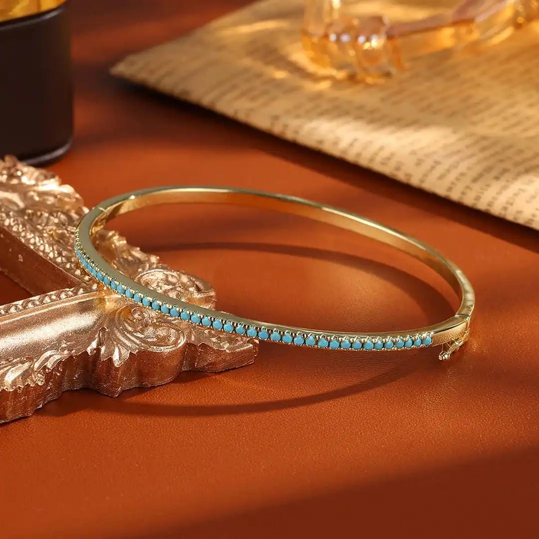 Turquoise and Gold Stone Bracelet