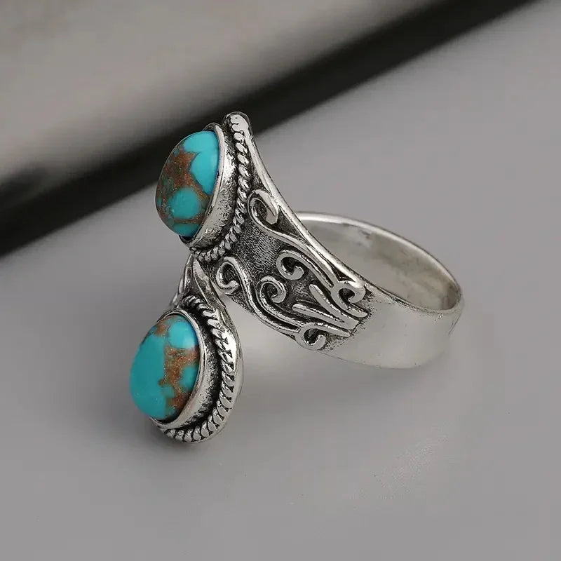 Stylish Vintage Turquoise Cross Ring