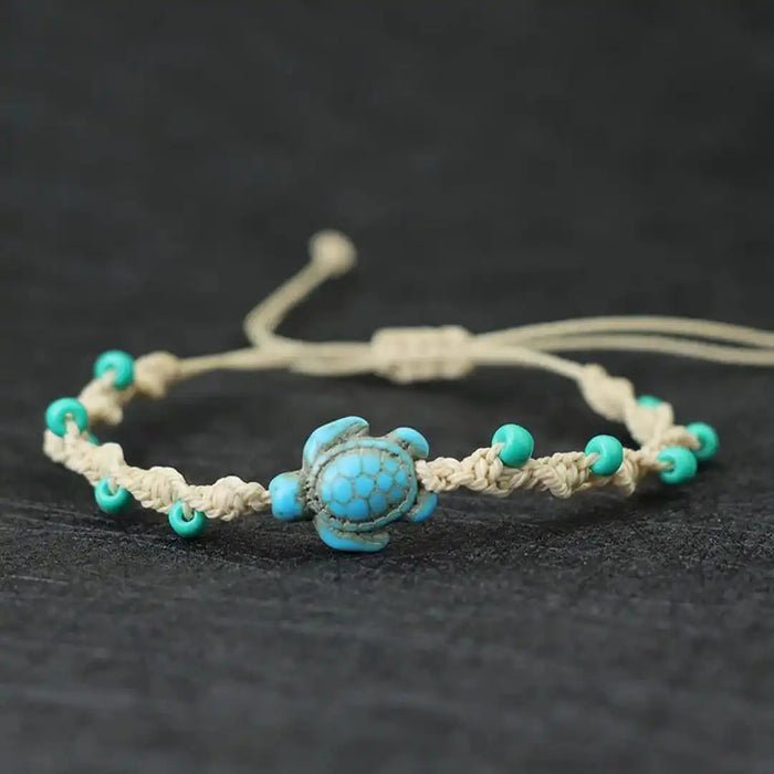 Bohemian Turtle Beaded Cord Bracelet