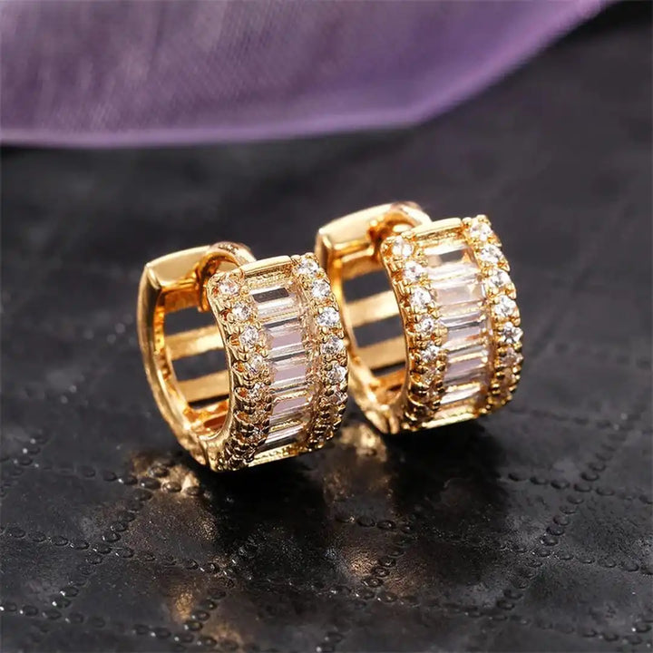 Petite Zirconia Hoop Earrings in Baguette Style