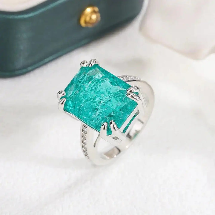 Stunning Blue-Green Moissanite Ring