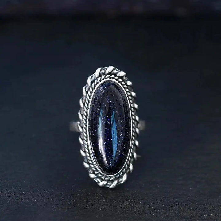 Antique Silver Blue Sandstone Ring
