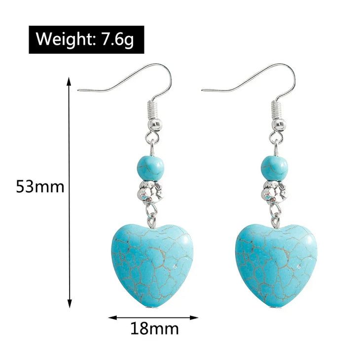 Vintage Turquoise Heart Dangle Earrings