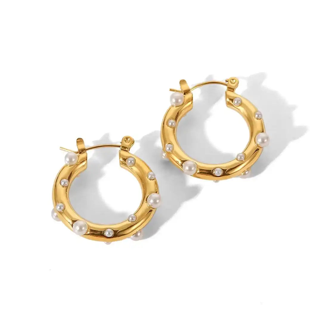 Glistening Gold Zircon Circle Hoop Earrings