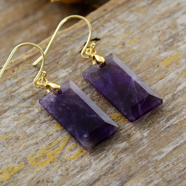 Lunar Glow Amethyst Gold Earrings