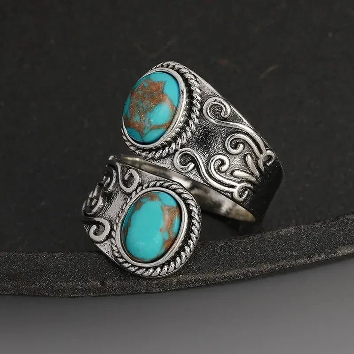 Charming Retro Turquoise Cross Band Ring