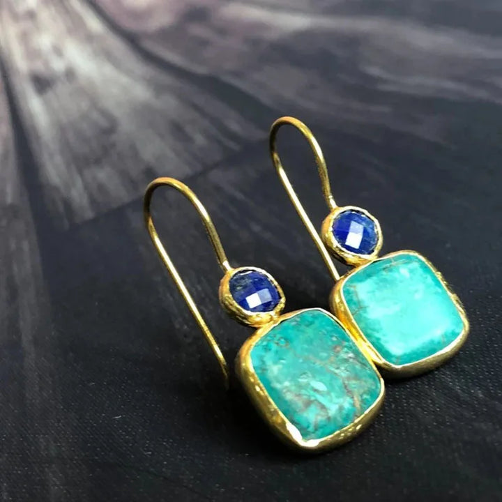 Chic Square Turquoise Inlaid Earrings