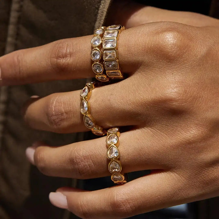 Assorted Baguette Zirconia Ring Collection