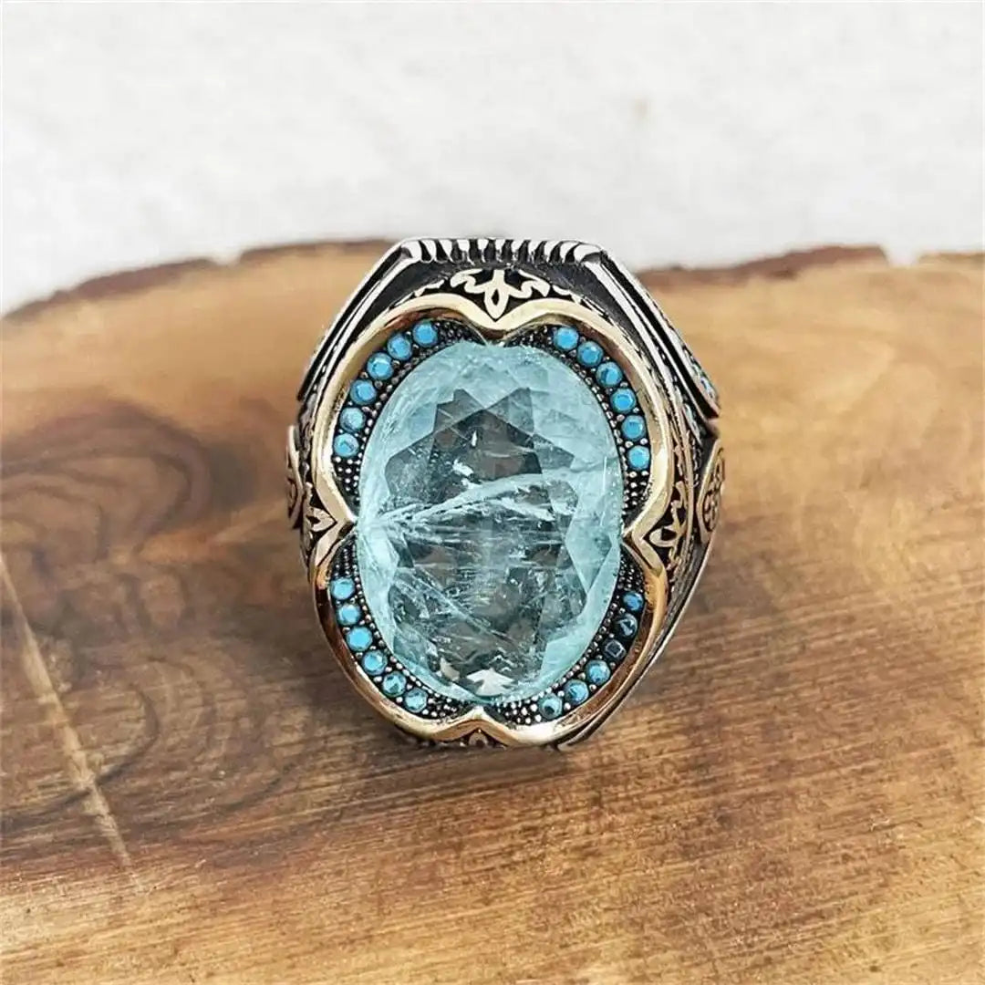 Vintage Silver Blue Zircon Ring