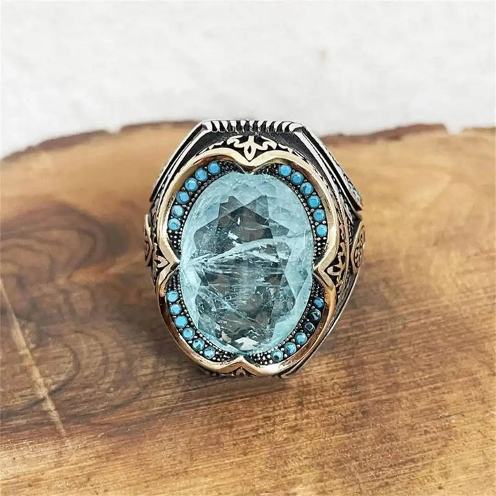 Vintage Silver Blue Zircon Ring